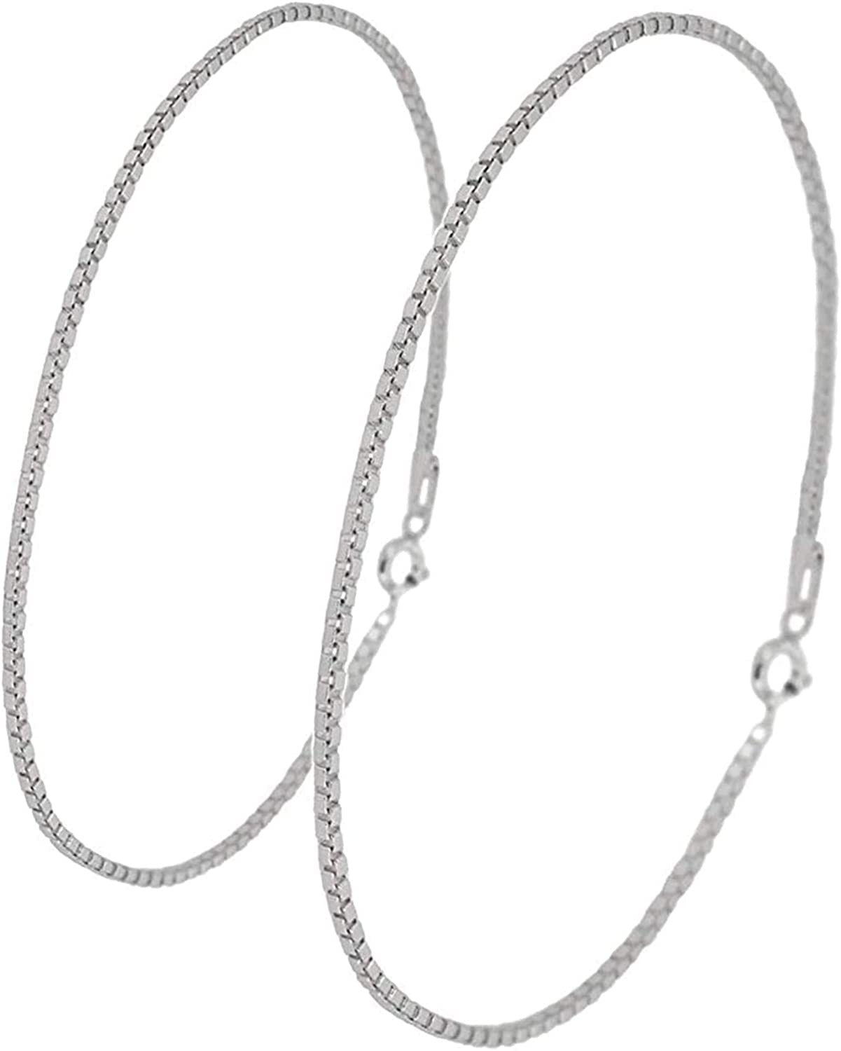 

[Shinjuku Gin no Kura] Pair of Venetian Chain Silver 925 Anklets, Lengths 21-27cm (21cm and 27cm), Simple, Ankle, Silver, Silver 925, SV