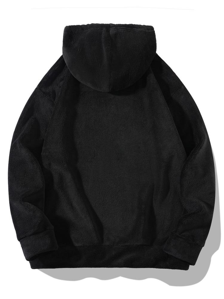 Autumn Winter Large Size Hooded Men's Casual Personality Fashion Sweater Coral Velvet Sweater Men's Comfortable Fit Skin-friendly Breathable Tops