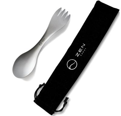ZEN Camps Titanium Cutlery Set Chopsticks Spoon Fork Ultra Light Outdoor Climbing Camping Storage Bag Included (Single Item Spoke)