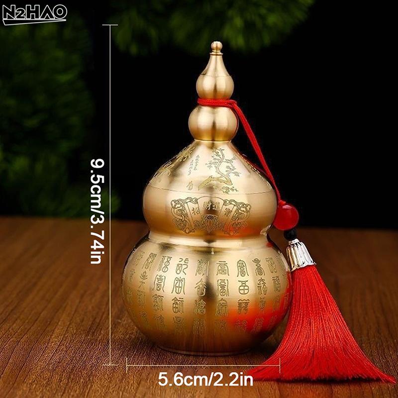 1 Stück Kürbisornament aus Messing: Offene chinesische Messing-Feng-Shui-Kürbis – Schreibtisch-Wohlstandsbringendes geschnitztes Feng-Shui-Dekorationsobjekt