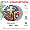 2D Flat Retro Round Aluminum Wall Decor, Memorial Day Cross & Boots Design, Indoor Outdoor Hanging Plaque, Memorial Home Gift