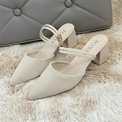 Yüksek Kaliteli Kadın Ayakkabıları Kapalı Burun Kadın Terlikleri Moda Büyük Beden Elbise Terlikleri Kadın Seksi Sivri Burun Topuklu Ayakkabılar Kadın
