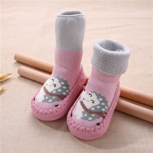 Lawadka Winter Newborn Baby Socks With Rubber Soles Infant Baby Girls Boys Shoes Cartoon Toddler Floor Anti Slip Soft Sole Sock