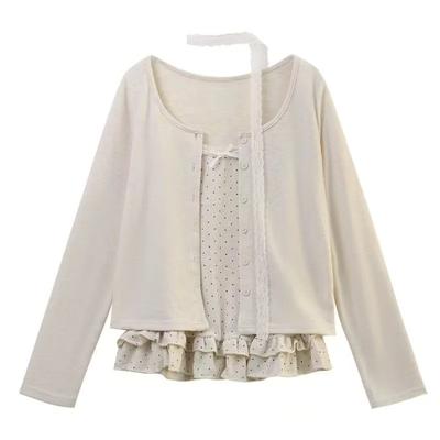 TrendHub Women Korean Fashion Coquette Shoujo Girl Ballet Core Top Set 2000s Aesthetic T-Shirt Long Sleeve Tee Gyaru Design Vintage
