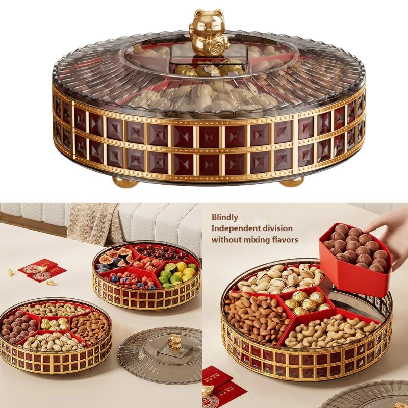 Rotating Fruit And Snacks Serving Tray Designed For Easy Access To Dry Fruits Nut And Candy During Family Gatherings