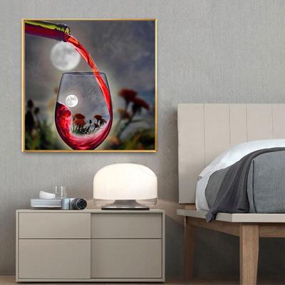 Diamant-Malerei, Kreuzstich, Rotweinlandschaft, komplette runde Bilder, Stickerei, Restaurant-Dekor