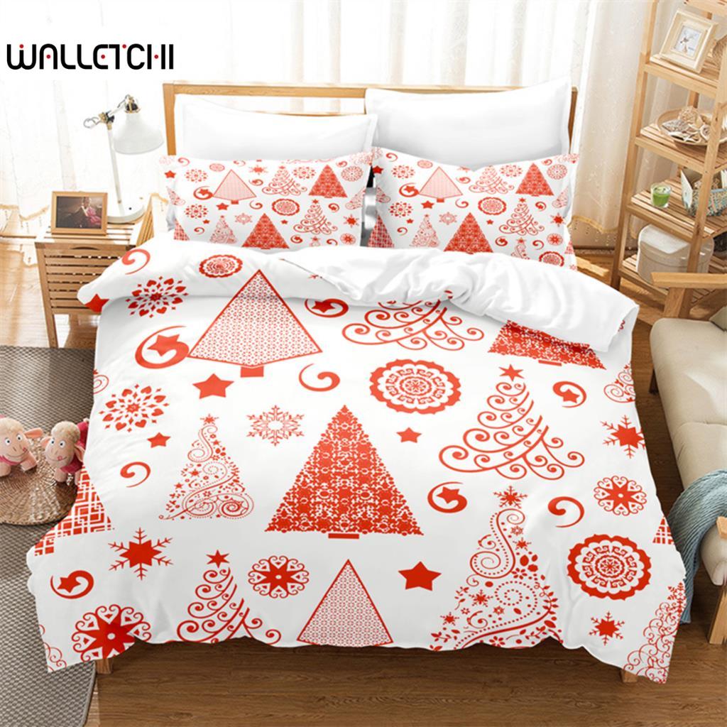 

Рождественский снеговик, елка, комплект постельного белья, пододеяльник, комплект постельного белья с 3D-печатью, комплект постельного белья размера «queen size», модный дизайн EU single(135x200cm)