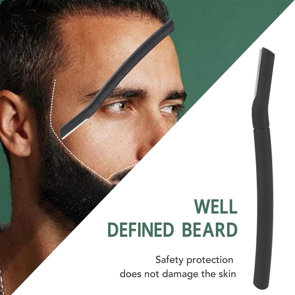 Metal Eyebrow Trimmer Stainless Steel Unisex Manual Eyebrow Beard Trimmer with 6 Blades for Hair Black