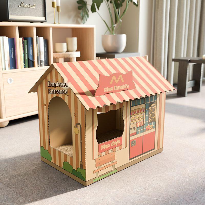 Large Cat Villa: Durable Cardboard Scratch House & Claw Sharpening Toy
