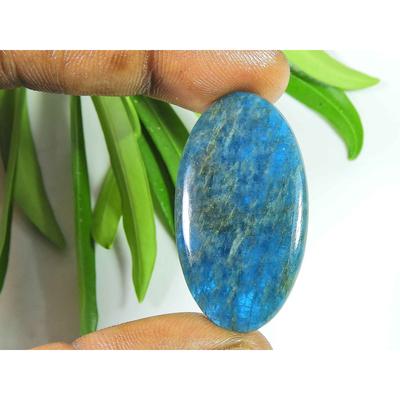 48Cts Genuine Neon Blue Apatite Oval Crystal Cabochon Loose Gemstone 22X41MM SK-2109