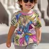 Monster Pattern 3D Printed Children's T-shirt, Boys' Fun Short Sleeved Top