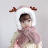 Knitting Children Plush Beanie Cloth Accessories Solid Neckerchief Cute Scarf Hat Set  Girls