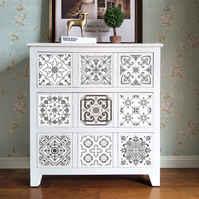 10pcs Retro Pattern Matte Surface Tiles Sticker Transfers Covers for Kitchen Bathroom Tables Floor Hard-wearing Art Wall Decals KTY