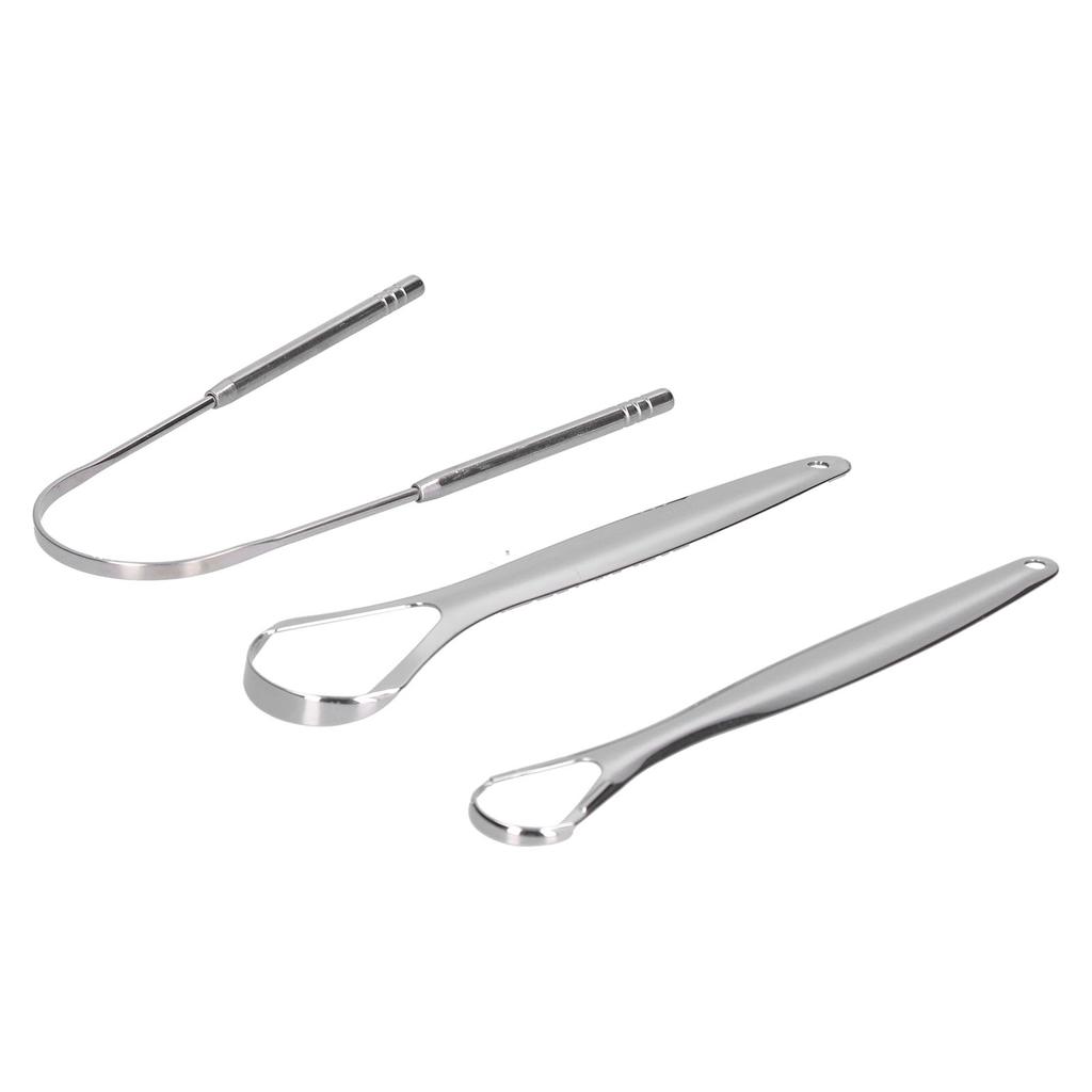 3PCS Portable Tongue Scraper Stainless Steel Tongue Cleaner Cleaning Brush Oral Care Tools