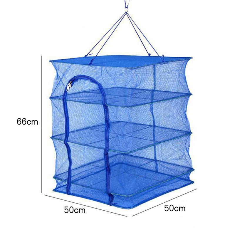 Drying Fishing Net Foldable Hanging Vegetable Fish Dishes Dryer Bag Hanger Fish Fishing Flowers Buds Plants Organizer 4 Layers