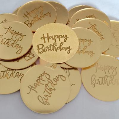 10 Stück Happy Birthday Cupcake Topper Acryl Rose Gold Kreis Kuchen Topper