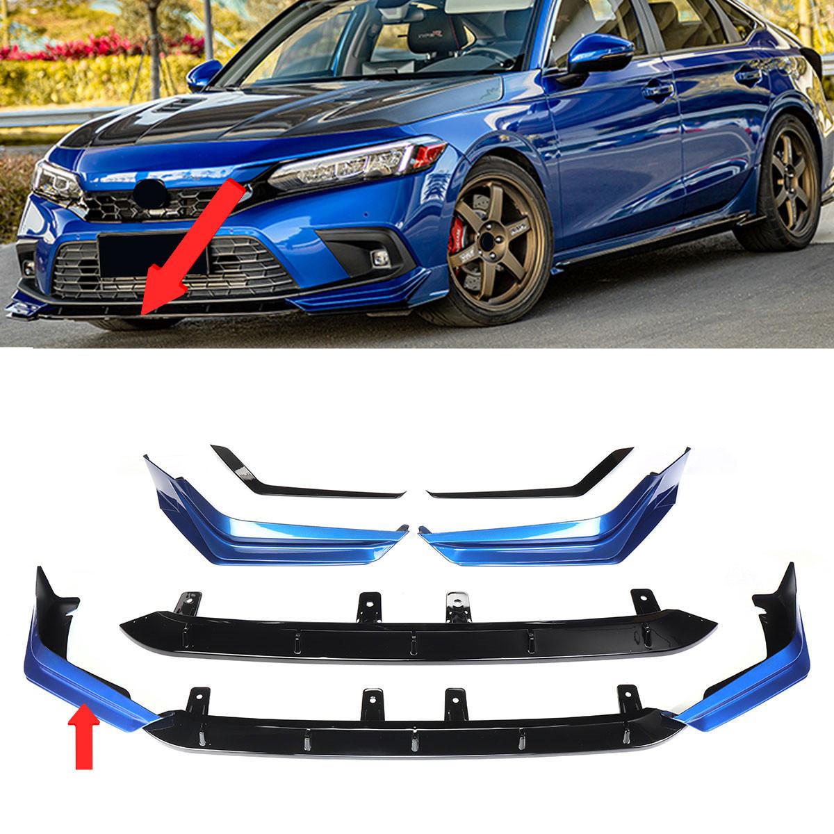 

Автомобильный передний бампер, разделитель губ, комплект Gen Yofer, окрашенный в синий и глянцевый черный цвет для Honda FE180 2022-2023, защита автомобильного бампера