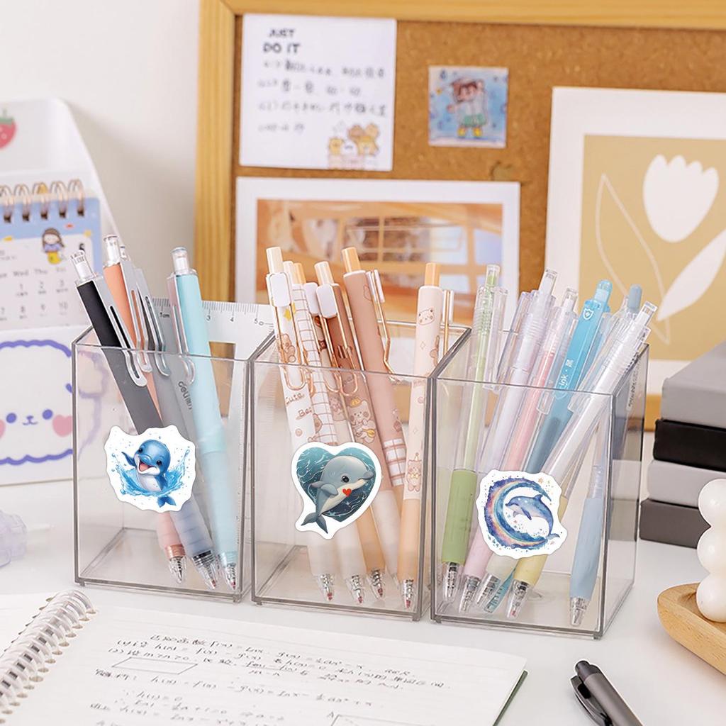 Dolphin Cartoon Roll Stickers: Cute Animal Designs for Kids' DIY Projects, Skateboards, Suitcases, and Diaries. 500/Roll.