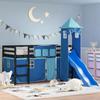VidaXL Children's Mezzanine Bed with Tower, Elevated Bed for Children with Ladder, Bedroom Storage Furniture, Modern, Blue 3207070