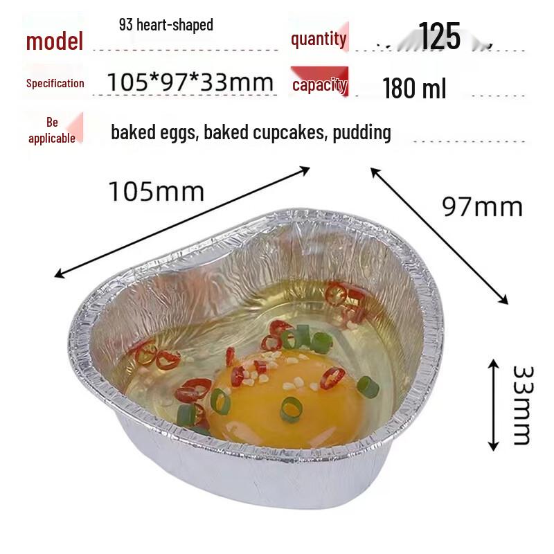 Disposable Large Heart-Shaped Foil Baking Cups