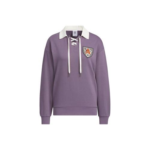 

adidas Polo Collar Long Sleeve Sweatshirt Women s Dark Grey Violet S