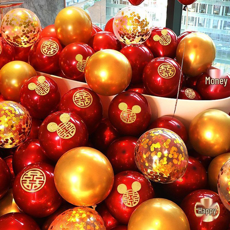 Double-Layer Thickened Red Wedding Balloons for Engagement and Room Decoration