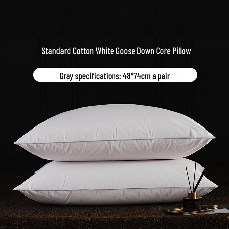 Luxury Goose Down Pillow with Cotton Cover for Neck Support