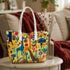 Cute Zoo Animal Print Tote Bag for Daily Shopping Casual Portable Women's Fashion Carryall