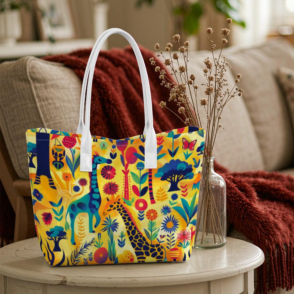 Cute Zoo Animal Print Tote Bag for Daily Shopping Casual Portable Women's Fashion Carryall