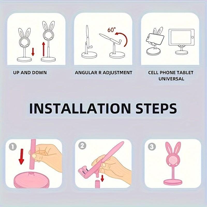 Rabbit Phone Stand – Plastic, Hands-Free, Universal for Phones & Tablets, Room Decor