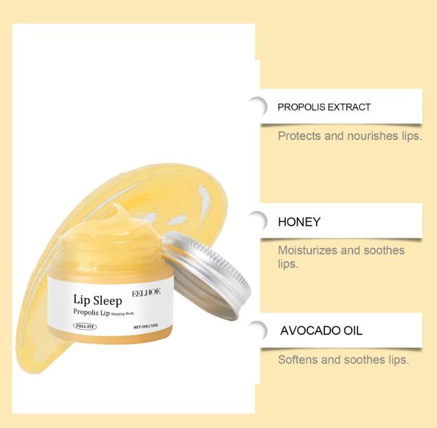 Propolis Sleep Lip Mask for Night Repair, Moisturizing, Diminishing Lip Lines, Removing Dead Skin, and Moisturizing