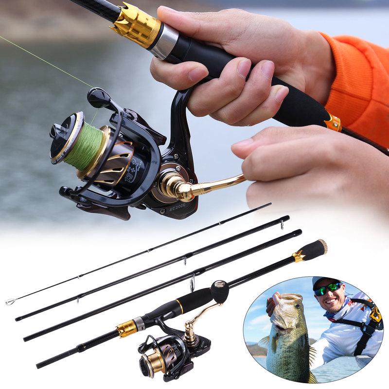 SOUGAYILANG Fishing Rod and Reel Carbon Fiber Baitcasting Rod and 14BB Aluminum Spool Spinning Reel