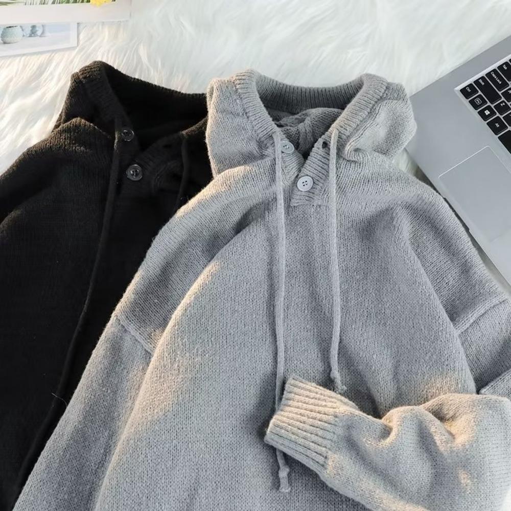 Pulover cu glugă pentru bărbați Toamnă/iarnă Stil vintage lejer Versatil Top tricotat Trendy Stil colegial Pulover îmbrăcăminte casual