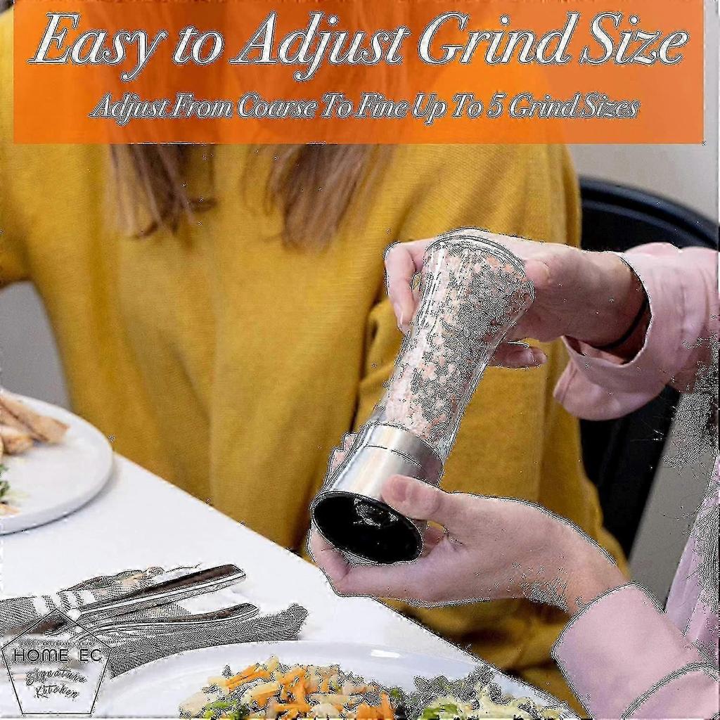 Premium Stainless Steel Salt And Pepper Grinder Set Of 2 - Adjustable Ceramic Sea Salt Grinder & Pepper Grinder