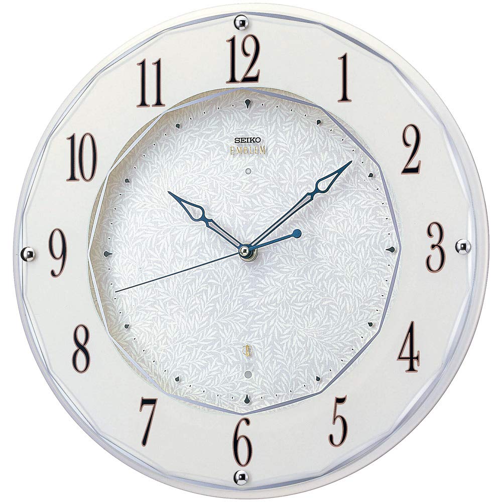 Seiko Clock EMBLEM Wall White 320x45mm Radio Gift Wrapping (SEIKO HS524W) Clock, Pearl, Diameter, Controlled, Analog, Available.