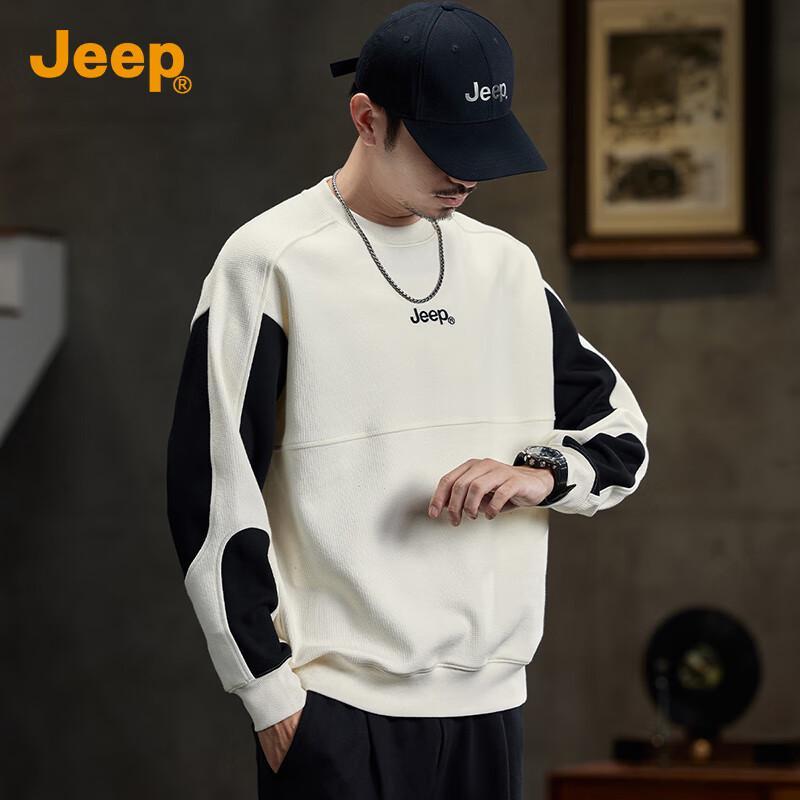 Jeep Men's Trendy Patchwork Loose-Fit Sweatshirt