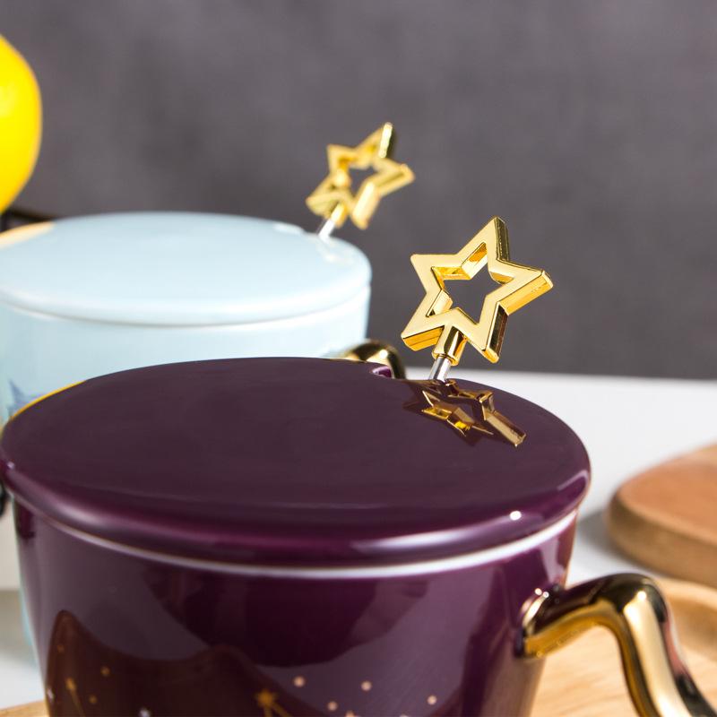 Creative Golden Star Coffee Cup Cute Mugs Free Shipping Cups and Mugs Drinkware Cup for Tea Christmas Mug Beer Couple Gift Go