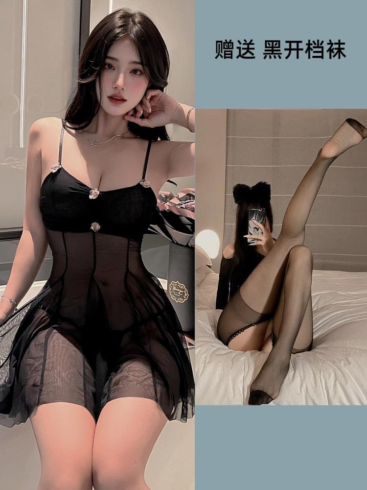 Pure desire sexy suit seductive free suspender sex fun small chest mesh perspective sex underwear