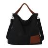 Trendy Black And White Canvas Tote Bag For Women Large Capacity Stylish Commuter Bag