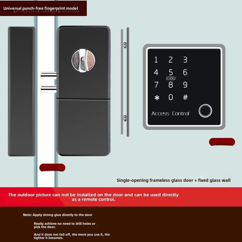 Punch-Free Glass Door Smart Lock: Remote-Controlled Fingerprint Lock for Single & Double Doors