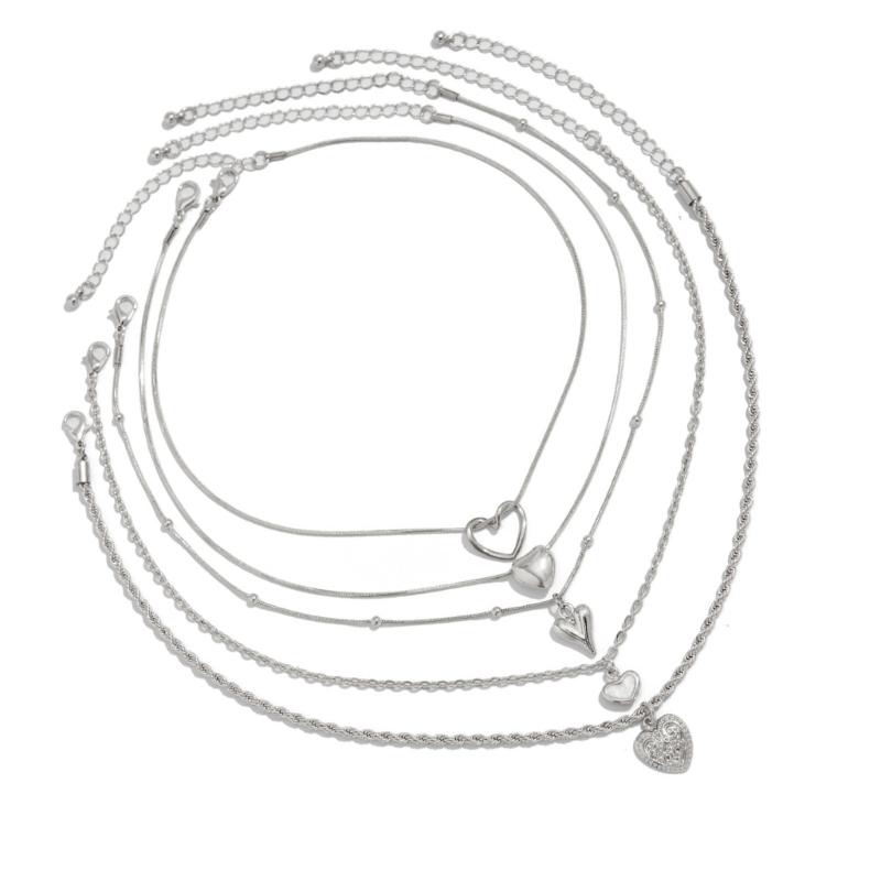Stylish Stackable Heart Pendant Necklace Set Multilayer Clavicle Chain Gold Jewelry For Casual Or Formal Outfits