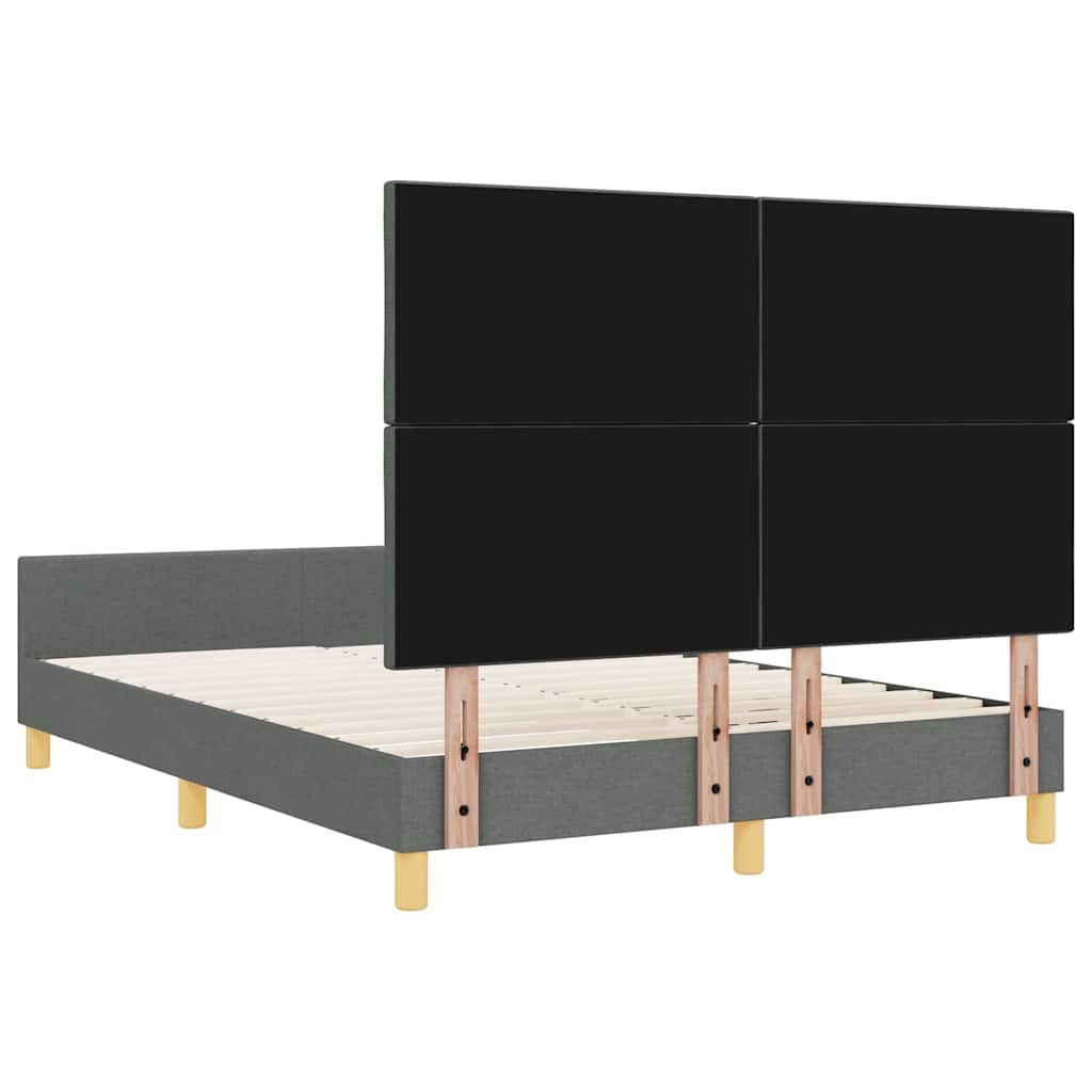 Bed Frame with Headboard Dark Gray 140 x 200 cm Fabric