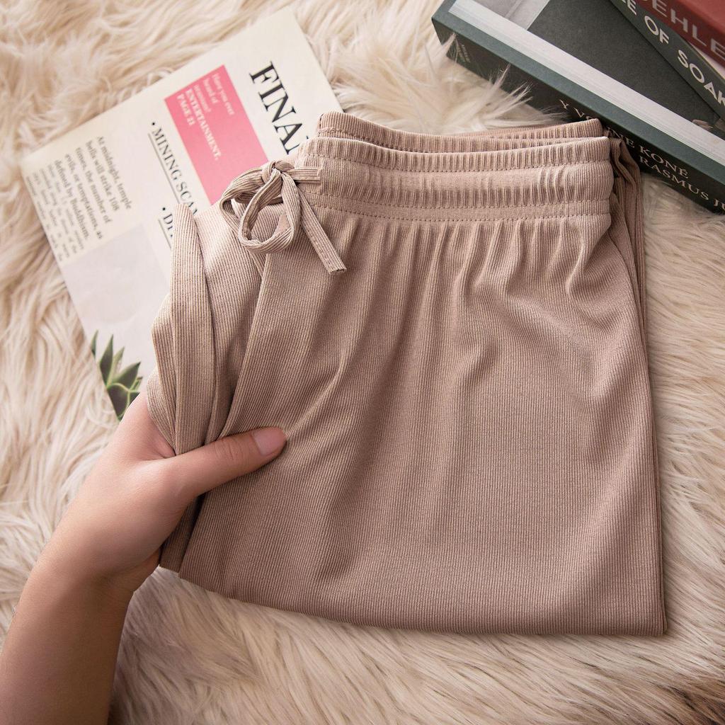 Pantaloni Larghi Estivi da Donna a Vita Alta in Seta Ghiacciata - Modellanti, Drappeggiati, Casual da Studentessa, Vestibilità Larga, Gamba Dritta Stretta.