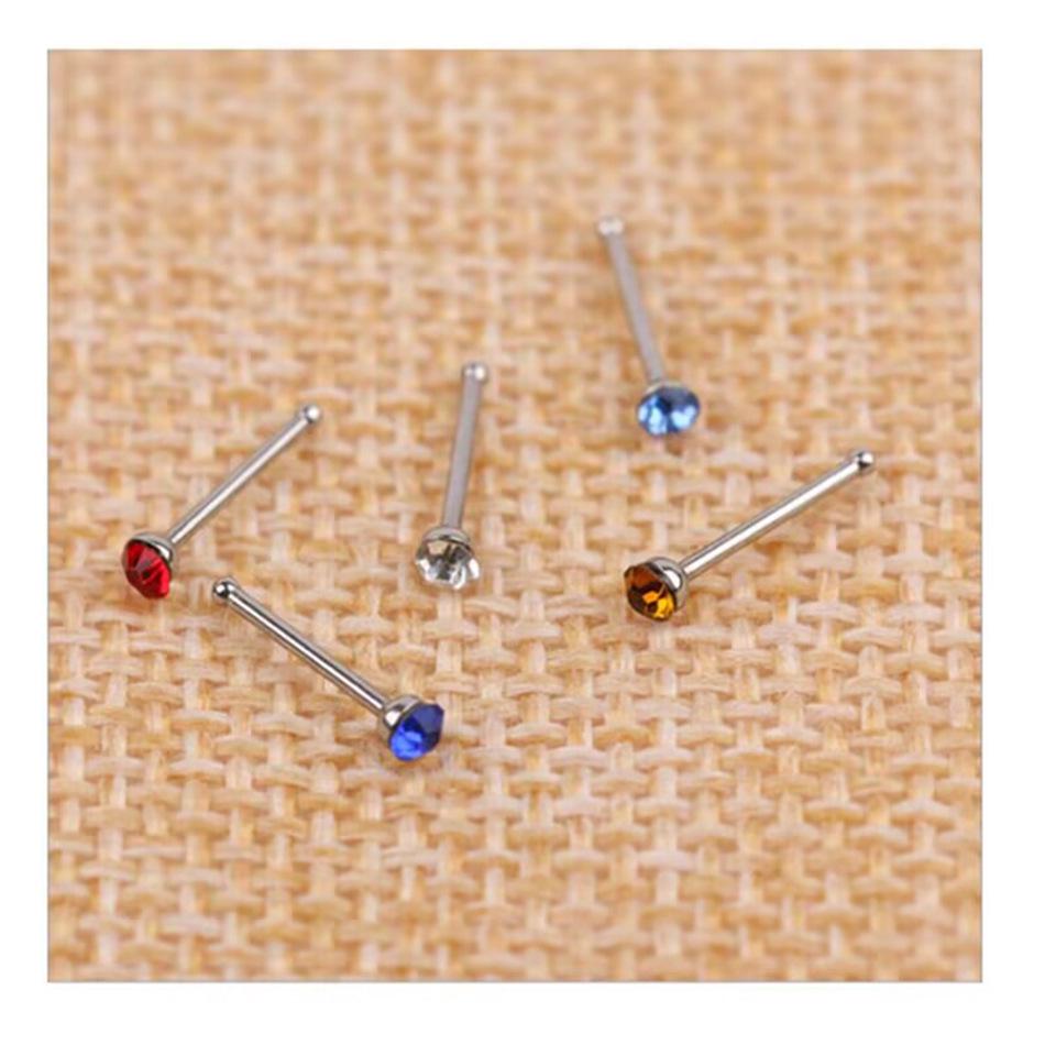 Clous de nez en acier inoxydable avec strass de 2 mm, lot de 60
