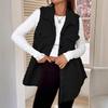 In-Stock Women's Fall/Winter Lapel Button-Up Plush Faux Lambswool Vest Coat - Loose Commuting Style