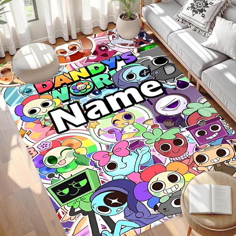 Custom Name Personalized Dandy's World Print Carpet, Versatile Home Decor Rug, for Playroom, Apartment, Balcony, Entryway, Hallway Gift