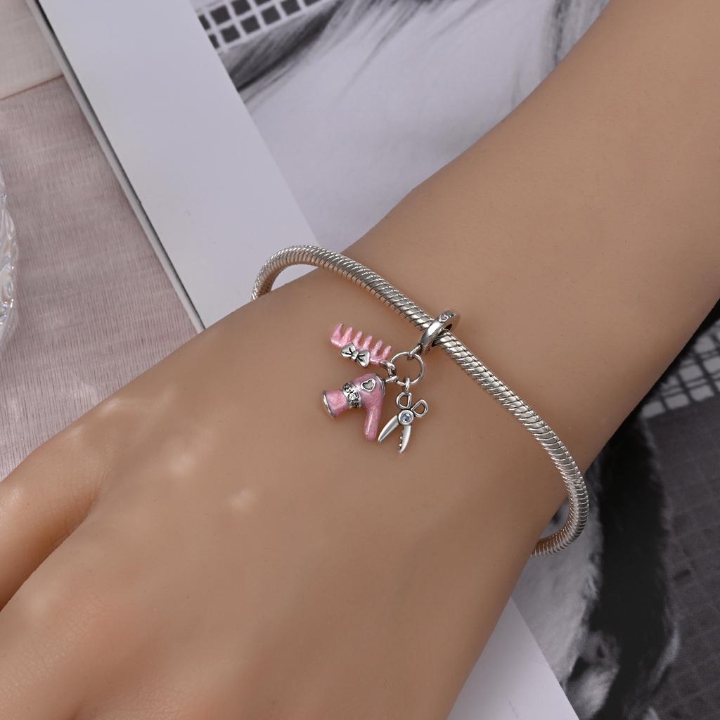 Original Charms  Copper Combhair Dryer Scissors Beads Fit Charms Plata  Bracelets For Women Women Jewelry Making Diy