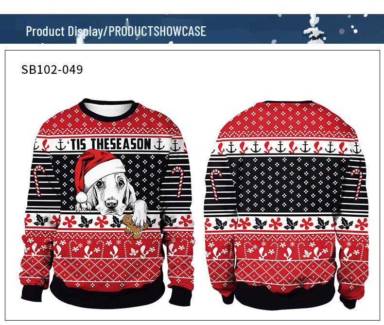 2024 Spring Animal Print Christmas Couple Hoodie - New Arrival, Round Neck Pullover
