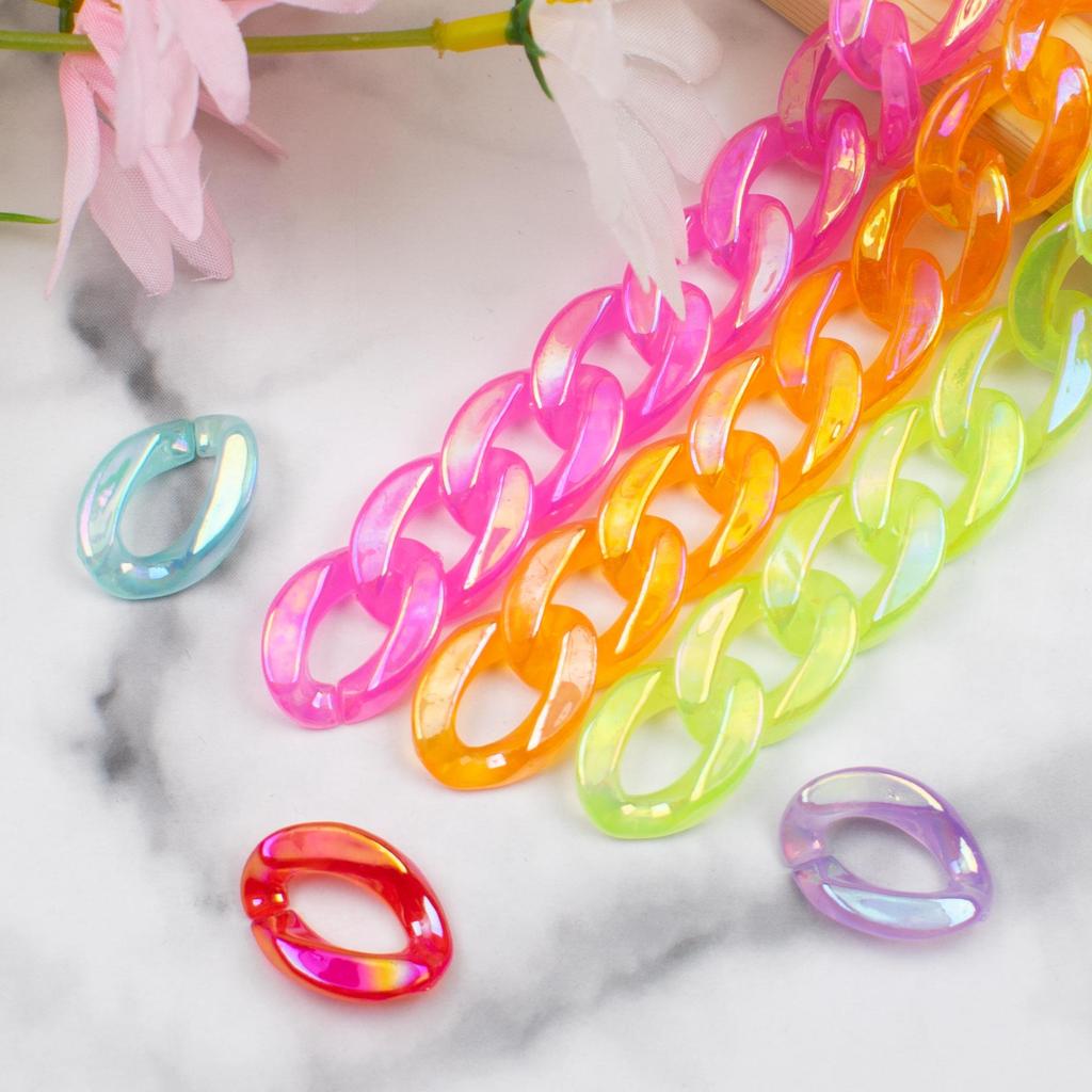Acrylic Iridescent Chain & Jump Ring Set for DIY Jewelry and Phone Case Accessories