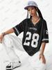 2025 Summer New Blue Succeed Print T-Shirt For Women V-Neck Short Sleeve Sports Football Jersey Y2K Casual Loose Oversized Tops